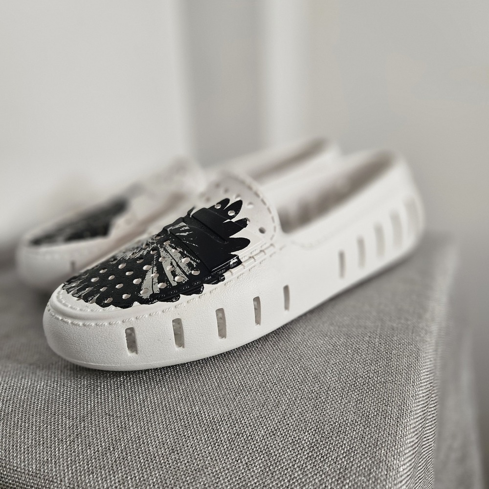 Floafers Hardy M+c Driving Loafers Womens 8 White Slip-On Rubber Country Club - Picture 2 of 11